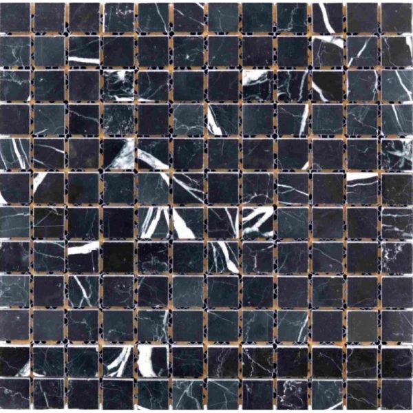 Mozaika Marmur Nero Marquina 2,3x2,3 cm FM- 156 1x30,5x30,5, polerowany
