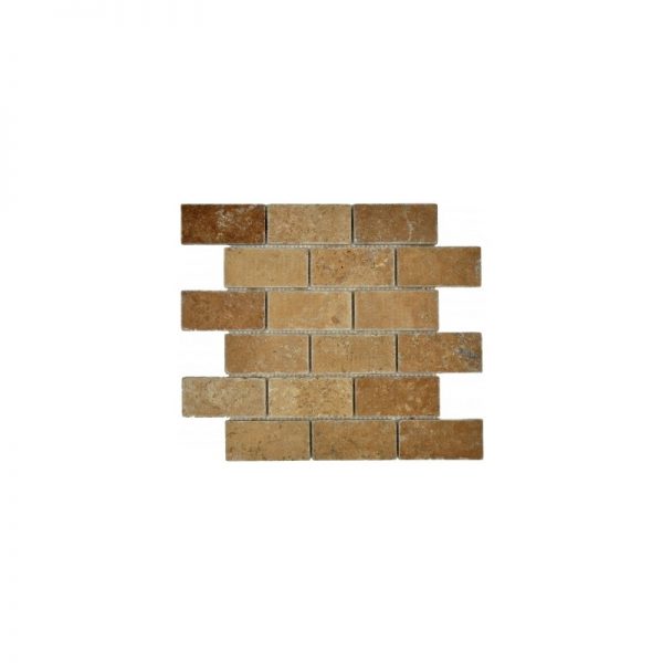 Mozaika Trawertyn Midas Brown 4,8x10 cm FM-137 1x30,5x30,5, antykowany