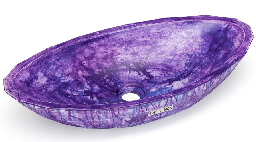 Umywalka 60 cm DIAMOND BASIC FANTASIA, fioletowy i niebieski