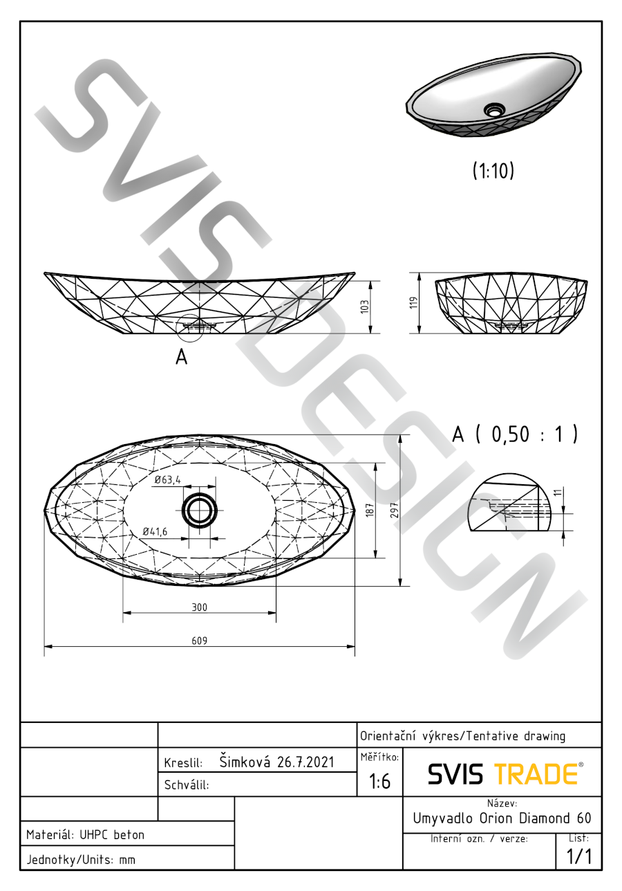 Umywalka 60 cm DIAMOND BASIC FANTASIA, fioletowy i niebieski - obrazek 5