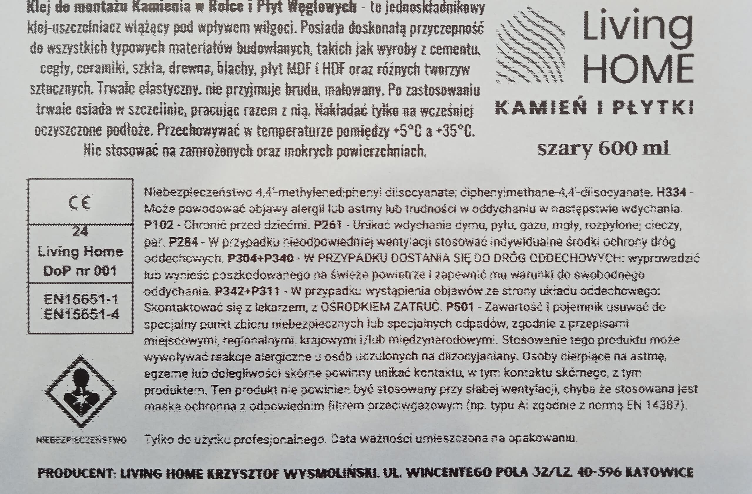 KLEJ DO KAMIENIA W ROLCE / PŁYT WĘGLOWYCH / FORNIRU KAMIENNEGO – SPECJALISTYCZNY DEDYKOWANY 600ML – CZARNY - obrazek 2