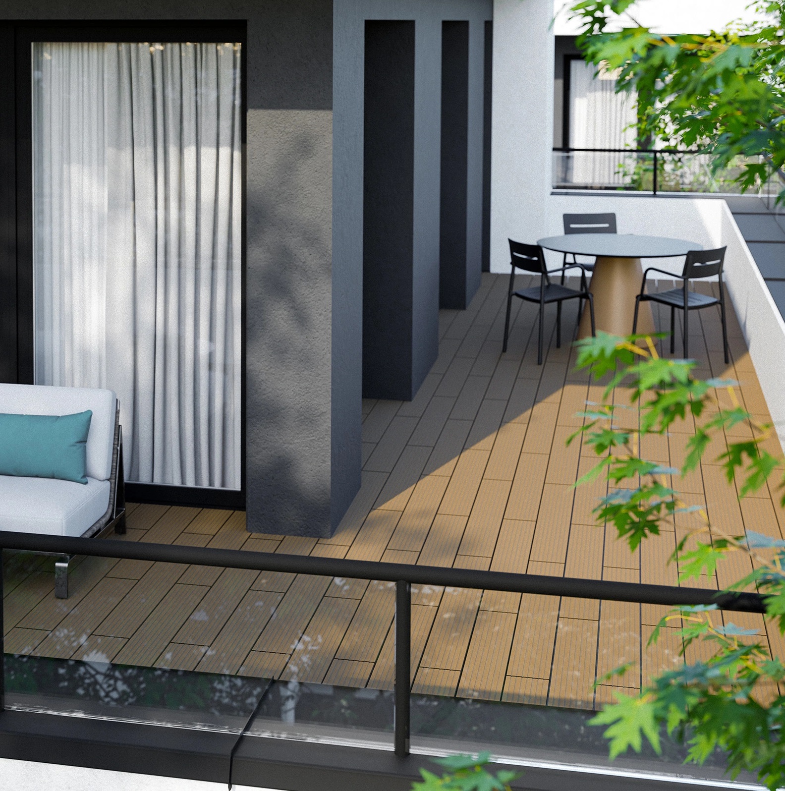 Deska balkonowa tarasowa WPC BERGDECK 1,2m Wild Teak Miodowy brąz miodowy - obrazek 2