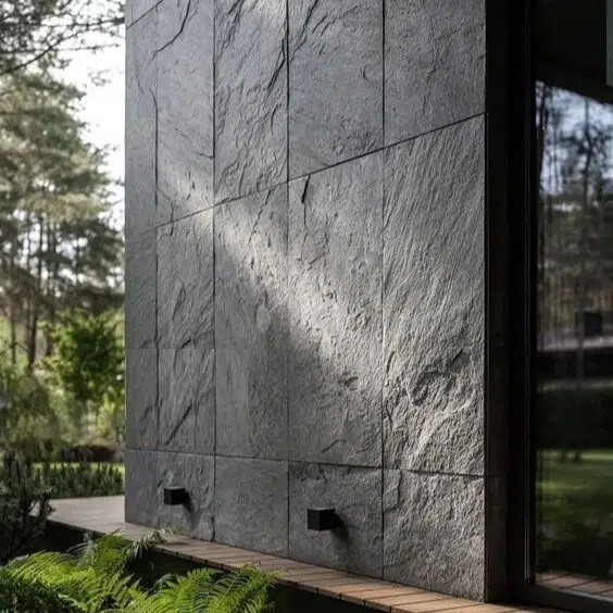 Kamień Elewacyjny Dekoracyjny Na Ścianę Łupek Kwarcytowy Antrazite Dark 90x30x1,2cm Naturalny